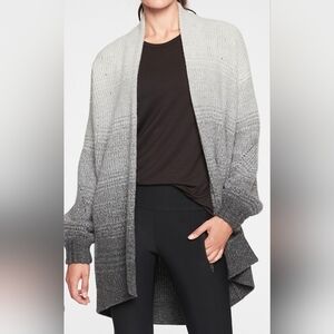 Athleta Wool Cashmere Open Front Cardigan Sweater Gray Ombre‎ Gradient Size M